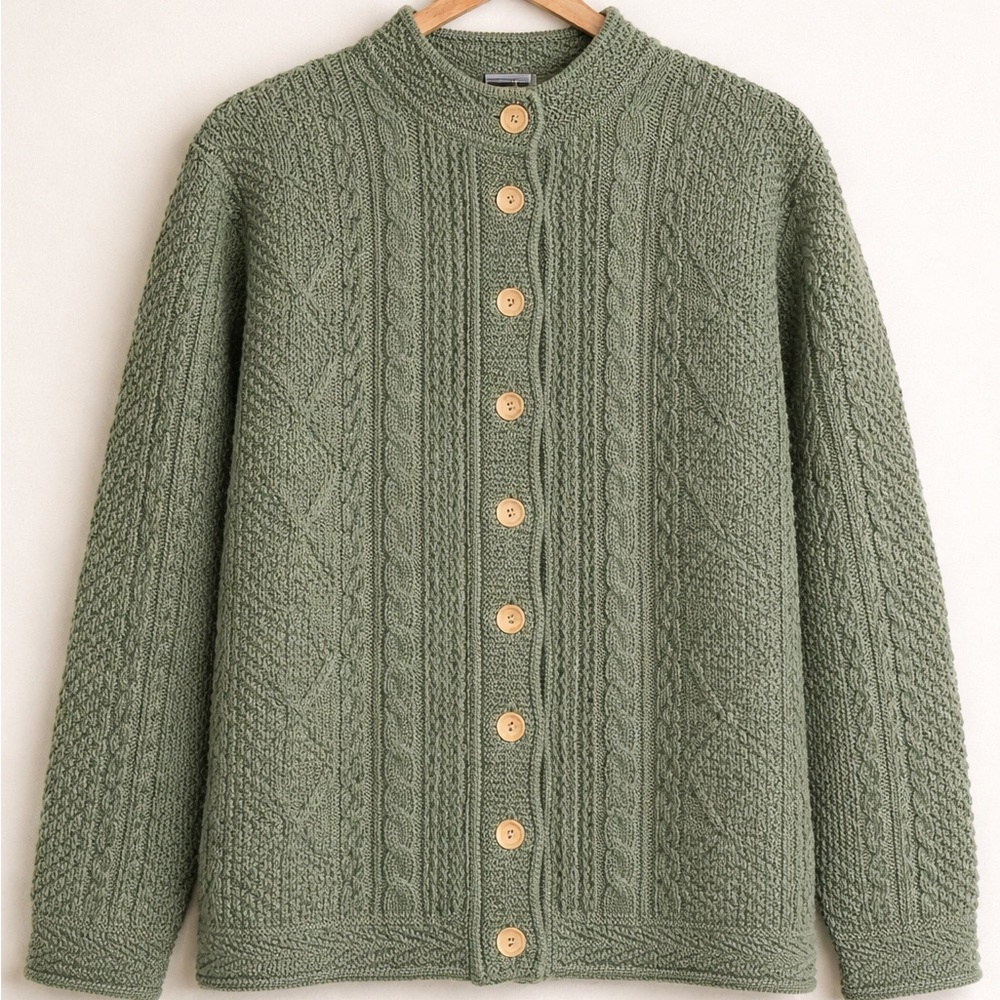L.L. Bean Cable Knit  Cardigan Sage Green
